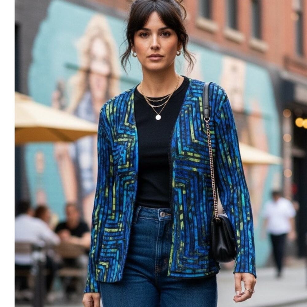Chico’s Mesh And Patchwork Geometric Jacket - image 1